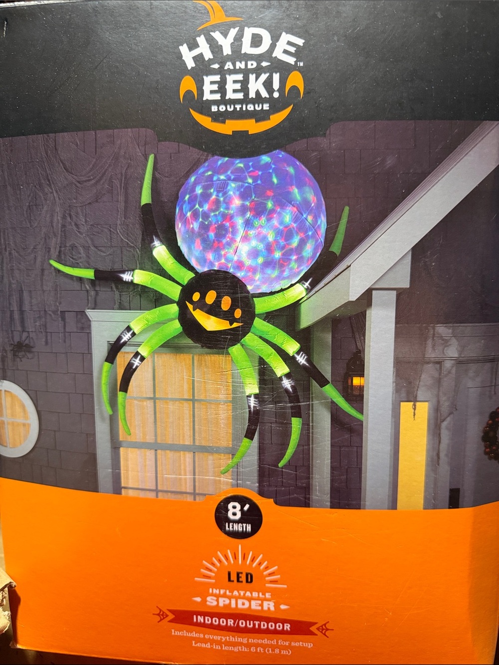Hyde & Eek! 8' Green LED Inflatable Spider Decoration